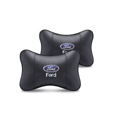 2pc Car Seat Headrest Neck Cushion Pillows For Ford Black Leather New