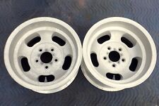 Vintage 15x8.5 Aluminum Slot Mag Wheels 5 On 4 34 Gm Pattern Rims Pair Awesome