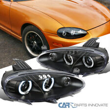 Fits 01-05 Mazda Miata Mx5 Mx-5 Black Led Halo Projector Headlights Lamps Pair