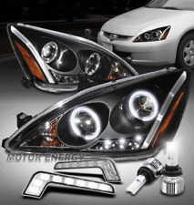 For 03-07 Honda Accord Halo Ring Projector Black Headlight Drl Signalled Bulb