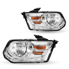Halogen Type For 2010 2011 2012 2013 2014 Ford Mustang Chrome Headlights Pair