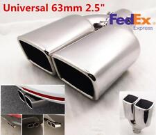 1pc Car Exhaust Muffler Tip Dual Square Tail Pipe Stainless Chrome 2.5 Inlet Us