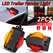 2x 14 Led Dual Face Red Amber Trailer Fender Side Marker Light Turn Signal Lamps