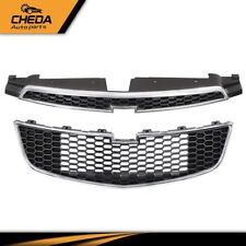Fit For 2011-2014 Chevy Cruze Front Bumper Upper Lower Grille Set Of 2pcs