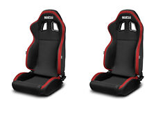 Pair Sparco R100 Reclinable Racing Seat - Blackred Fabric