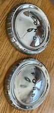 2 - Vintage Ford Dog Dish Hub Caps 9 12 Inch Embossed Letters Ribbed Edges