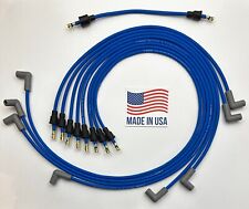 Chevy 1955-74 327 350 400 Sbc Blue Spark Plug Wires Under Exhaust For Points Cap