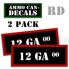 12 Ga 00 Ammo Decal Sticker Set Bullet Army Gun Can Box Safety Hunting 2 Pack Rd