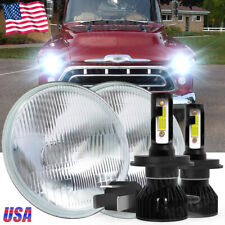 Pair Led Headlights Highlow H4 7 Inch Fit 1947-1957 Chevrolet Truck Gmc Pickup