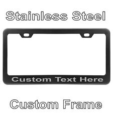Custom Laser Engrave Black Stainless Steel Metal License Plate Frame With Text