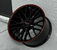 Gloss Black C6 Zr1 Red Lip Corvette Wheels Fits 2005-2013 C6 Basez51