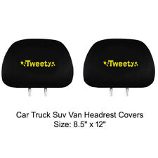 New 2pc Looney Tunes Tweety Bird Car Truck Suv Van Headrest Covers Set