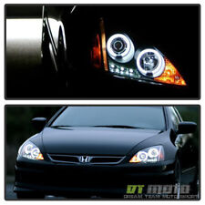 For Black 2003-2007 Honda Accord Led Dual Halo Projector Headlights Leftright