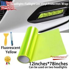 12x78 Fit For Headlight Taillamp Fluorescent Yellow Lens Vinyl Protection Film
