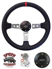 1957-1963 Chevrolet Steering Wheel Bowtie 14 Classic Leather Red Line