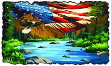 Rv Camper Graphics Mountain Lake Scene With American Flag And Soaring 36 Decal