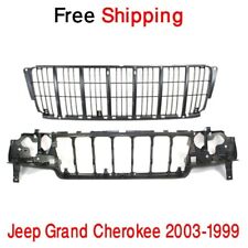 For 1999-2003 Jeep Grand Cherokee Header Mount Panel Grille Black Insert Set 2pc