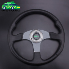 14 350mm Gray Flat Drifting Racing Steering Wheel Universal 6 Holes Horn Button