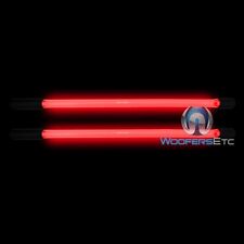2 Neon Red 10 Inch Bright Car 12 Volt Light Glow Tube Bars Pair New