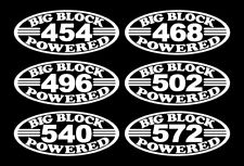 2 Bbc V8 Engine Decals 454-468-496-502-540-572 Big Block Powered Rat Stickers Ss