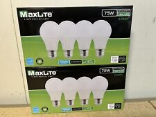 Lot Of 8 Maxlite Led Light Bulbs 10w 75 Watt A19 Daylight 5000k Dimmable