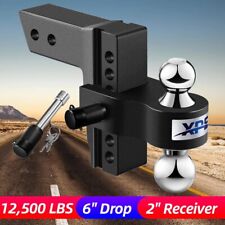 2 Receiver 6 Drop Rise Adjustable Trailer Tow Hitch Dual Ball Wlock 12500lb