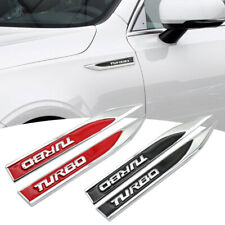 1set Turbo Logo Emblem Blade Side Fender Badge 3d Metal Sticker Sport Decal