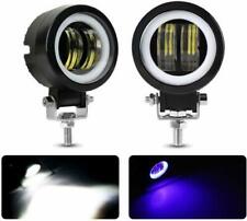 2pc Universal 3 Square Projector Blue Led Drl Halo Angel Eyes Fog Lights Lamp