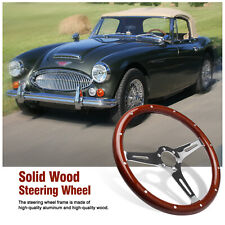 15classic Nostalgia Style Riveted Wood Grain Slotted 3 Spoke Steering Wheel