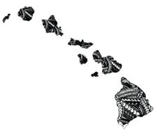 Tribal Island Bw Flag Hawaiian Map Hawaii Decal Car Truck Window Sticker