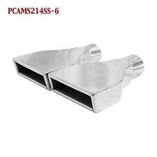 Pair 2.25 Stainless Rectangle Camaro Style Exhaust Tips 2 14 Inlet 6 Outlet