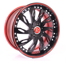 Rucci Tflon 3pc Gloss Black With Red Lip 18x8.5 5x112 46 Wheels Set Of Rims