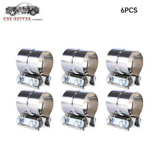 6pcs 2.5 Inch Lap Joint Exhaust Band Clamp Muffler Coupler T304 Stainless Steel