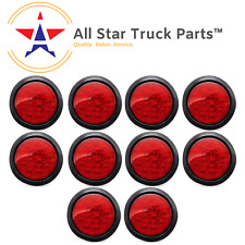 4 Inch Red 12 Led Round Stopturntail Truck Light With Grommet Wiring-qty 10