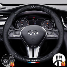 For Infiniti 15 Steering Wheel Cover Genuine Carbon Fiber Leather