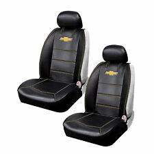 Chevy Bowtie Black Car Truck Suv 2 Front Synthetic Leather Side Seat Covers Set