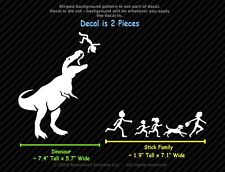 Stick Figure Family Decal Dinosaur Attacks T-rex Eats Window Sticker - Large