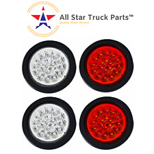 4 18 Led Round Stop Turn Tail Backup Reverse Truck Lights 2 Red 2 White