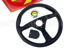 Momo Steering Wheel Monte Carlo 350mm Leather Yellow Stitch Yellow Horn