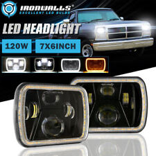 Dot Pair 7x6 Led Headlights Drl Hi-lo Beam Lamp For Dodge Pickup Truck Van