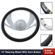 Gm 14 350mm Chrome Billet Aluminum Steering Wheel 9 Holes Smooth Horn Button