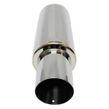 Blox Racing N1 Round Exhaust Muffler With Straight Cut Tip Silver Universal