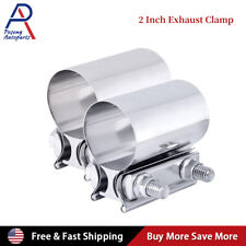 2 Pack 2 Butt Joint Exhaust Band Clamp Muffler Sleeve Coupler Stainless Steel