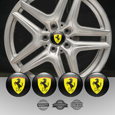 Set Of 4 Silicone Center Wheel Cap Stickers Ferrari Emblem Logo Decals Rims