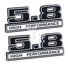 5.8 Liter 351 Engine High Performance Emblems In Chrome Black - 5 Long Pair