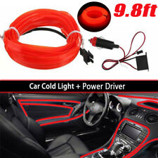 9.8ft Blue Red Led Car Interior Decor Atmosphere Wire Strip Light Lamps 12v