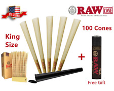 Authentic Raw Classic King Size Pre-rolled Cones 100 Pack Clipper Lighter Us