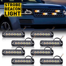 8pcs Car Amberwhite 6-led Emergency Beacon Warning Flash Strobe Light For Truck