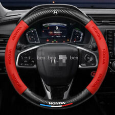 Steering Wheel Cover Genuine Leather For Honda Civic Accord Cr-v Red 15 38cm