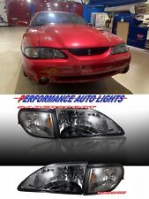 Set Of Euro Clear Smoke Headlights W Corner Lights For 1994-1998 Ford Mustang